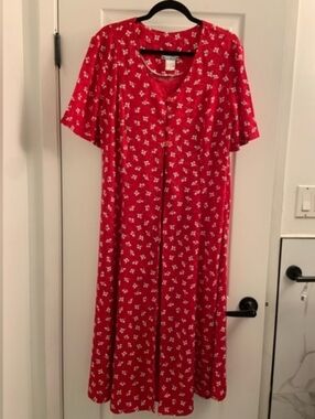 Red Floral Midi Dress